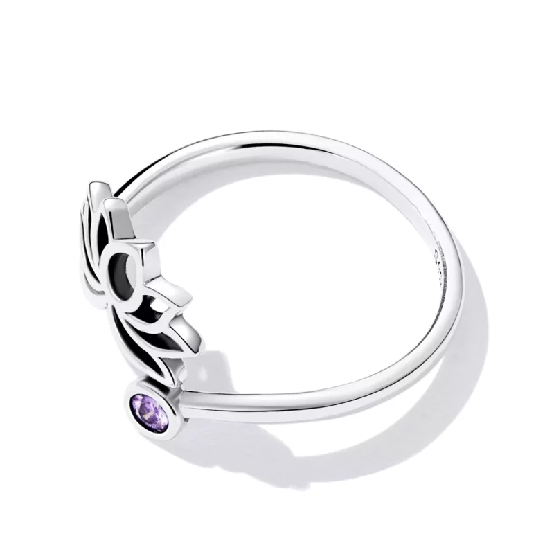 (imagen para) Anillo abierto de estilo Pandora con diseño sencillo de loto - SCR821 - Ver 4