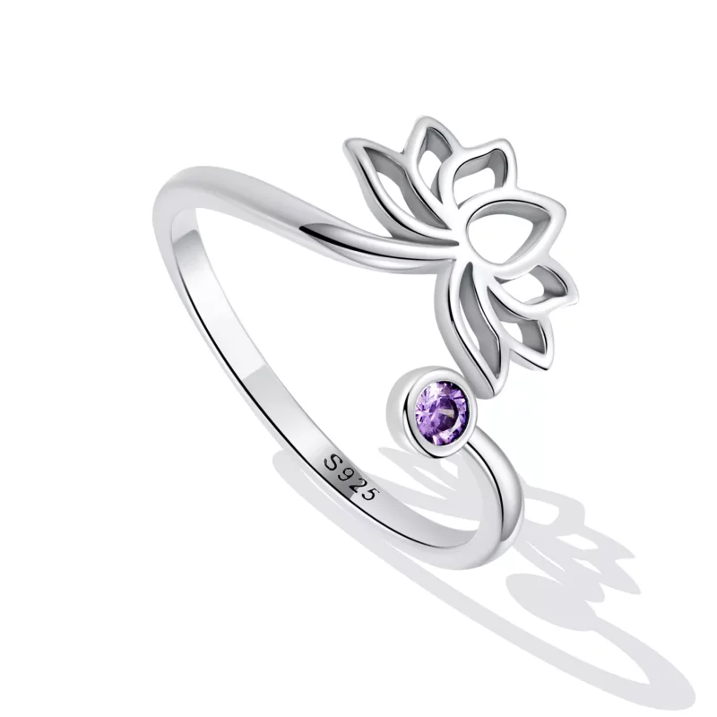 (imagen para) Anillo abierto de estilo Pandora con diseño sencillo de loto - SCR821 - Ver 5
