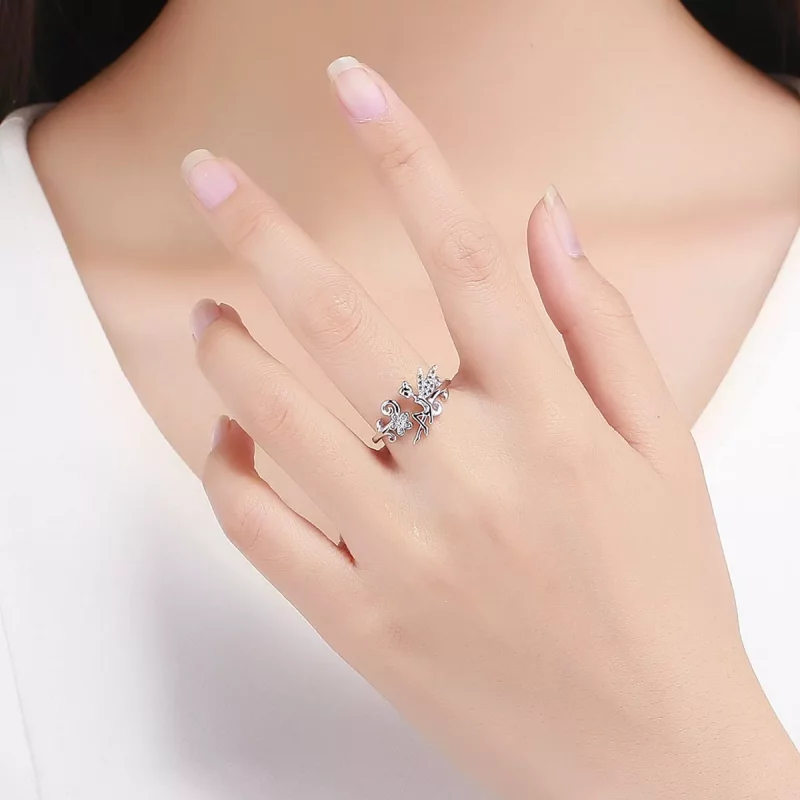 (imagen para) Anillo abierto de estilo Pandora con espíritu primaveral - BSR025 - Ver 5