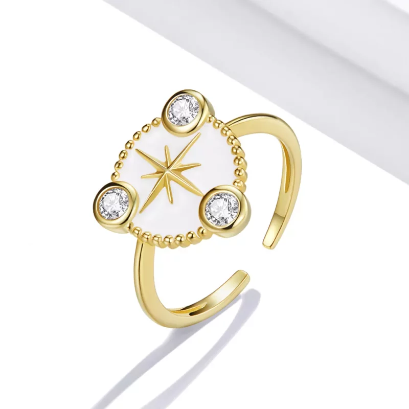 (imagen para) Anillo abierto de estilo Pandora con estrella de personalidad - SCR733 - Ver 2