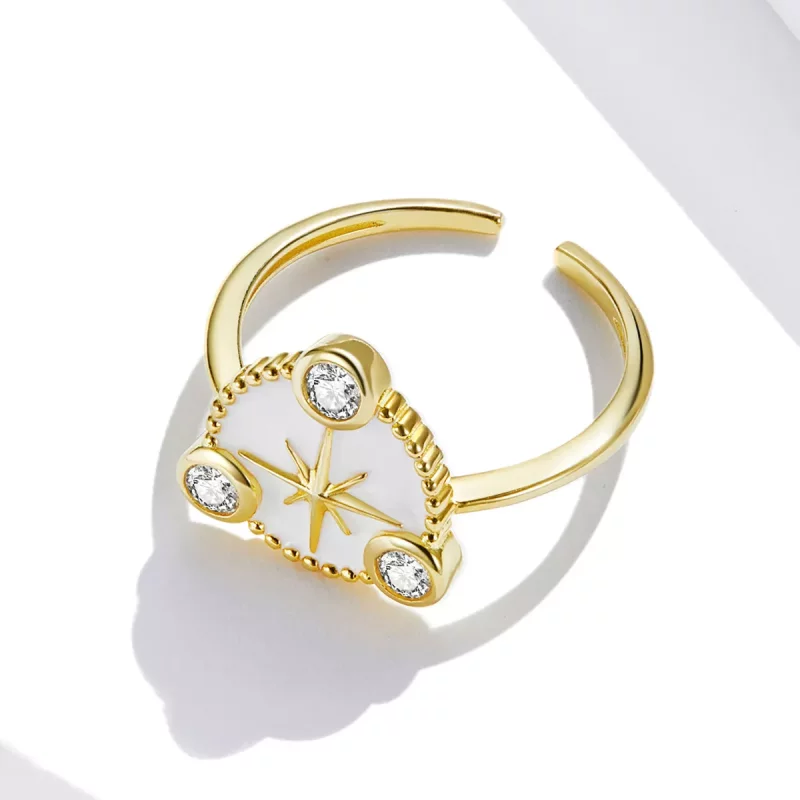 (imagen para) Anillo abierto de estilo Pandora con estrella de personalidad - SCR733 - Ver 4