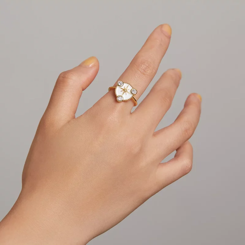 (imagen para) Anillo abierto de estilo Pandora con estrella de personalidad - SCR733 - Ver 5