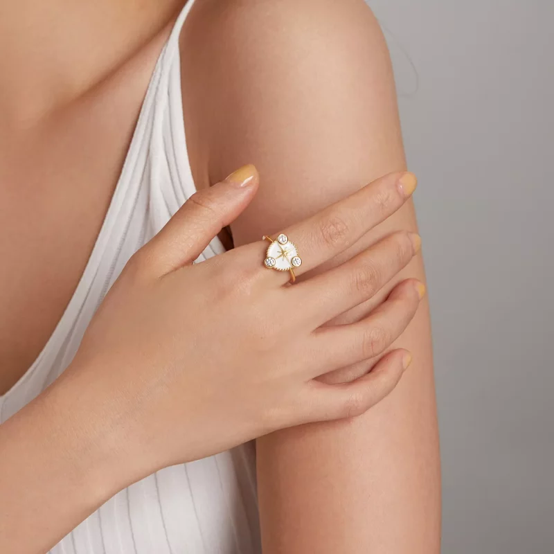 (imagen para) Anillo abierto de estilo Pandora con estrella de personalidad - SCR733 - Ver 7