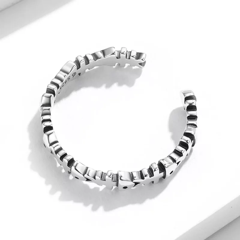 (imagen para) Anillo abierto de estilo Pandora con forma de hueso de pez - BSR224 - Ver 4