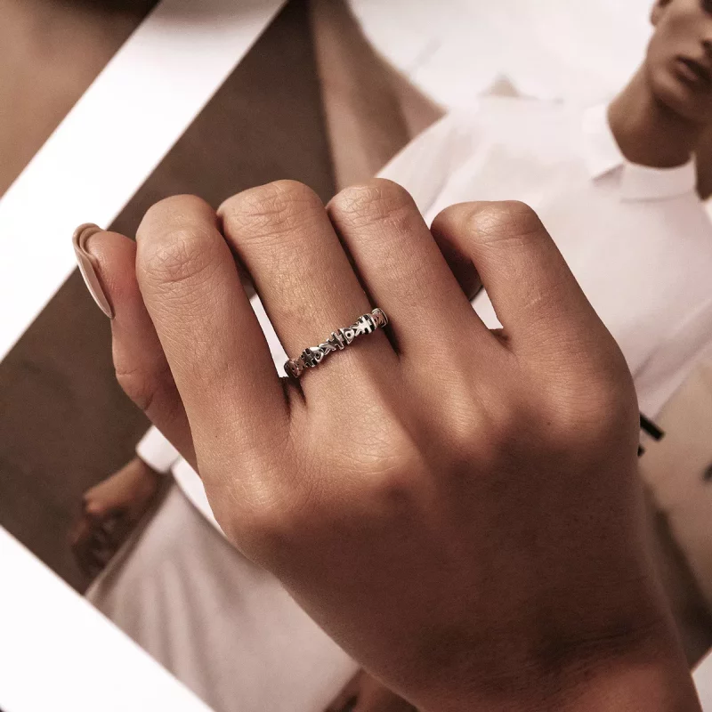 (imagen para) Anillo abierto de estilo Pandora con forma de hueso de pez - BSR224 - Ver 7