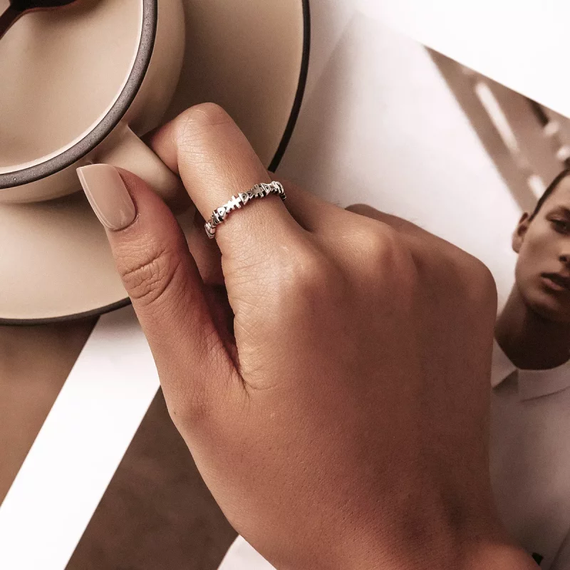 (imagen para) Anillo abierto de estilo Pandora con forma de hueso de pez - BSR224 - Ver 8