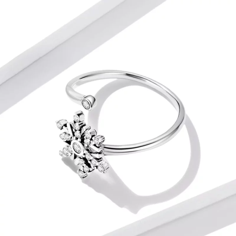 (imagen para) Anillo abierto de estilo Pandora con hermosos copos de nieve - BSR214 - Ver 3