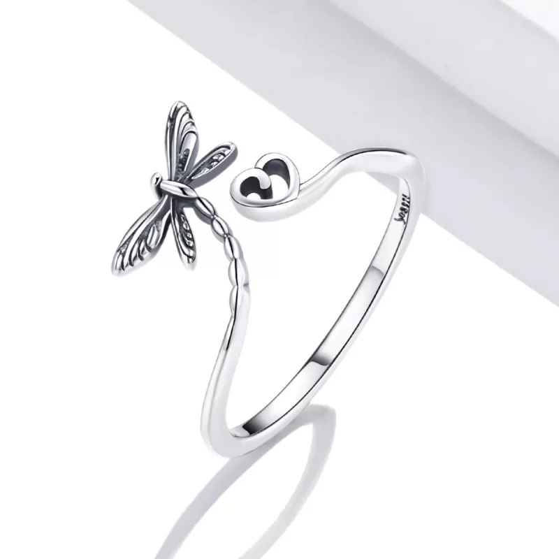 (imagen para) Anillo abierto de estilo Pandora con libélula de amor - SCR734 - Ver 2