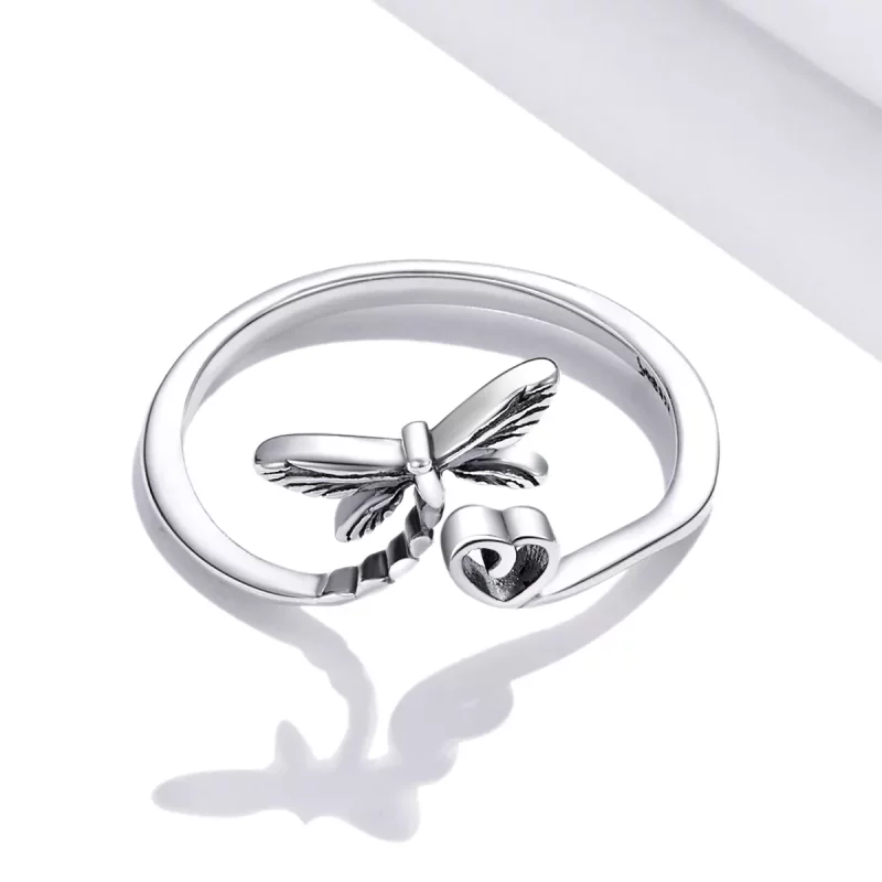 (imagen para) Anillo abierto de estilo Pandora con libélula de amor - SCR734 - Ver 3