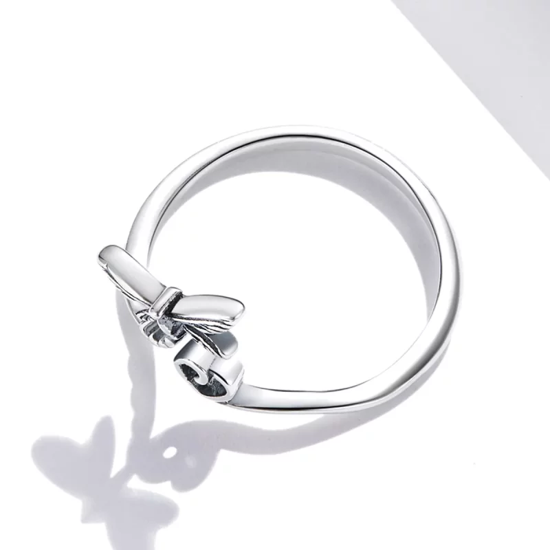 (imagen para) Anillo abierto de estilo Pandora con libélula de amor - SCR734 - Ver 4