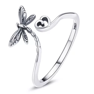 (imagen para) Anillo abierto de estilo Pandora con libélula de amor - SCR734