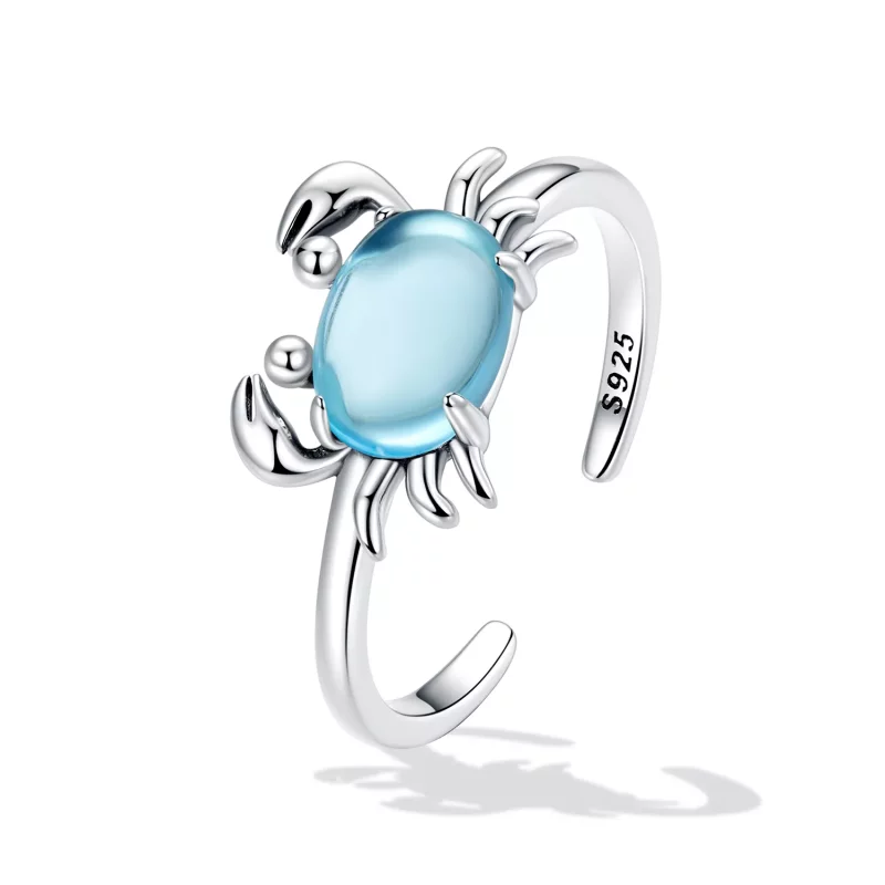 (imagen para) Anillo abierto de estilo Pandora con lindo cangrejo - SCR814 - Ver 2
