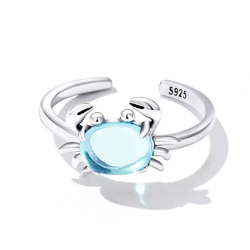 (imagen para) Anillo abierto de estilo Pandora con lindo cangrejo - SCR814 - Ver 3
