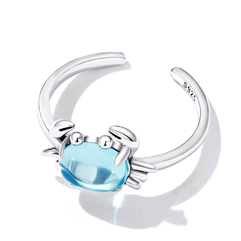 (imagen para) Anillo abierto de estilo Pandora con lindo cangrejo - SCR814 - Ver 4