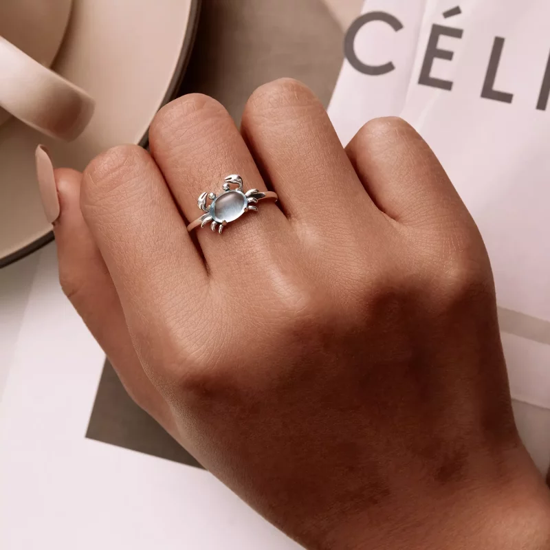 (imagen para) Anillo abierto de estilo Pandora con lindo cangrejo - SCR814 - Ver 6
