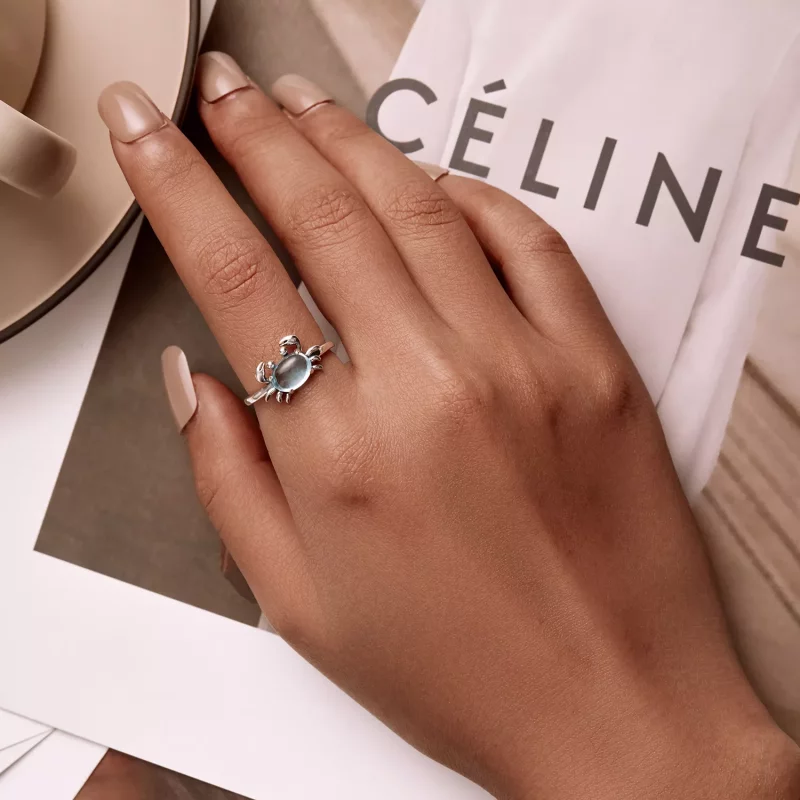 (imagen para) Anillo abierto de estilo Pandora con lindo cangrejo - SCR814 - Ver 7