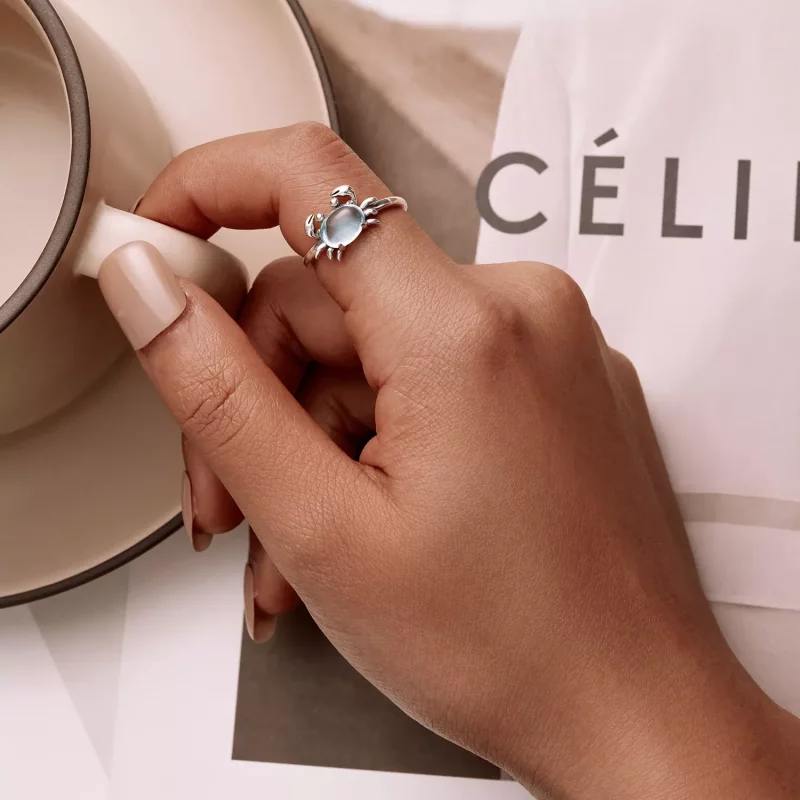 (imagen para) Anillo abierto de estilo Pandora con lindo cangrejo - SCR814 - Ver 8