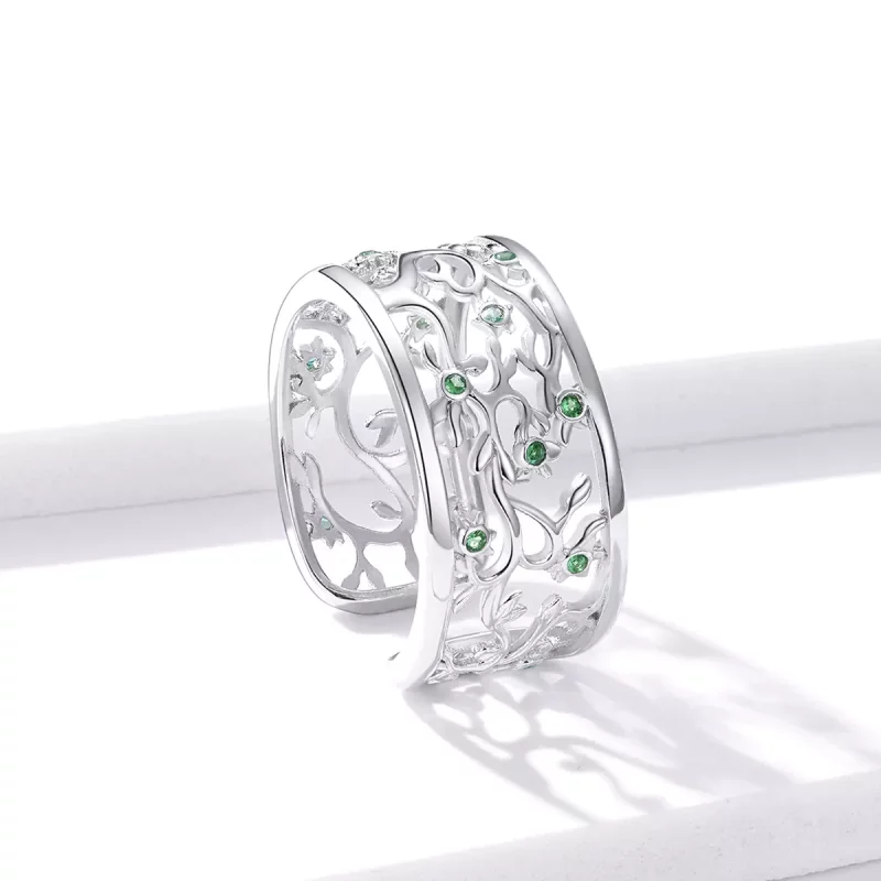 (imagen para) Anillo abierto de estilo Pandora con árbol de la vida en plata - BSR125 - Ver 3