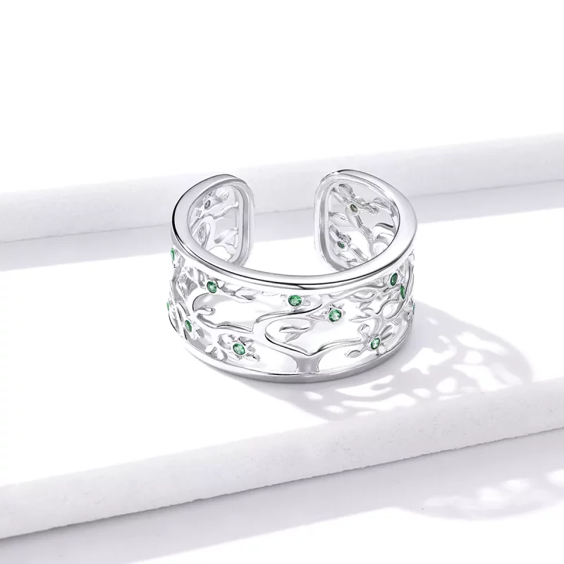 (imagen para) Anillo abierto de estilo Pandora con árbol de la vida en plata - BSR125 - Ver 4