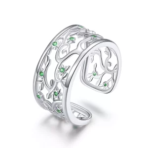 (imagen para) Anillo abierto de estilo Pandora con árbol de la vida en plata - BSR125