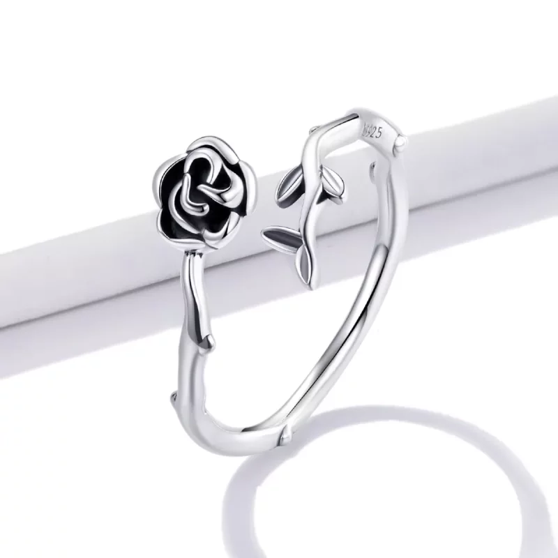 (imagen para) Anillo abierto de estilo Pandora con una rosa espinosa - BSR196 - Ver 2