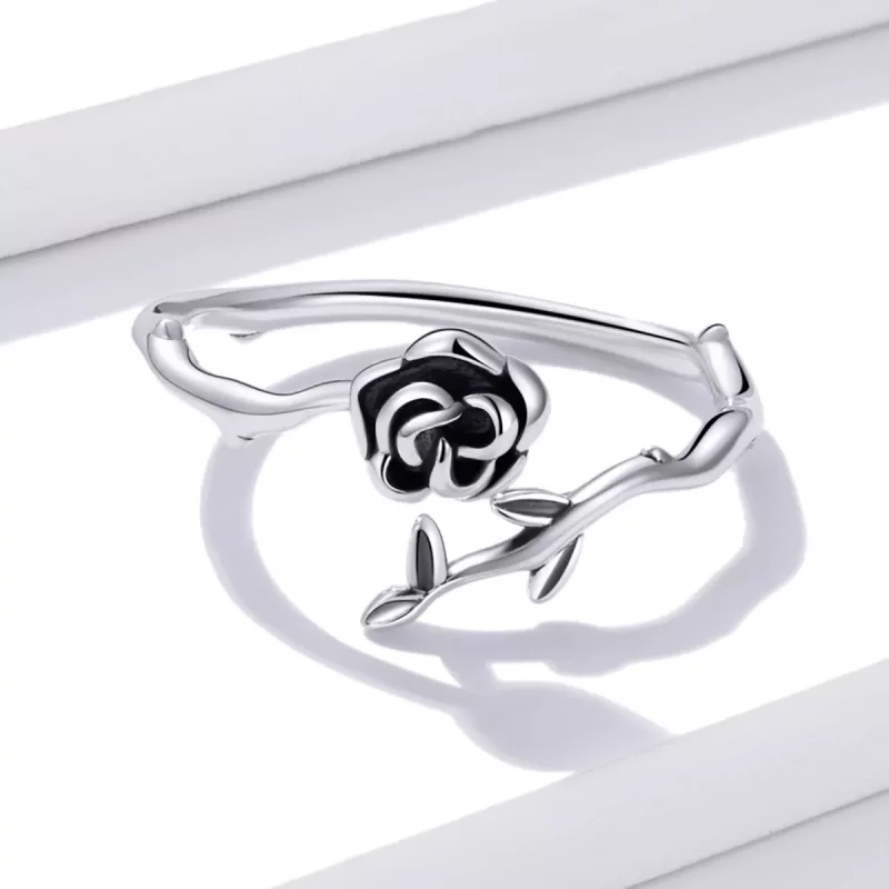 (imagen para) Anillo abierto de estilo Pandora con una rosa espinosa - BSR196 - Ver 4