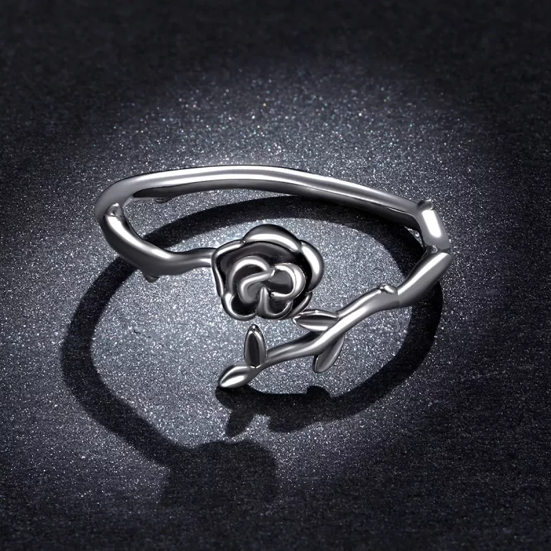 (imagen para) Anillo abierto de estilo Pandora con una rosa espinosa - BSR196 - Ver 5