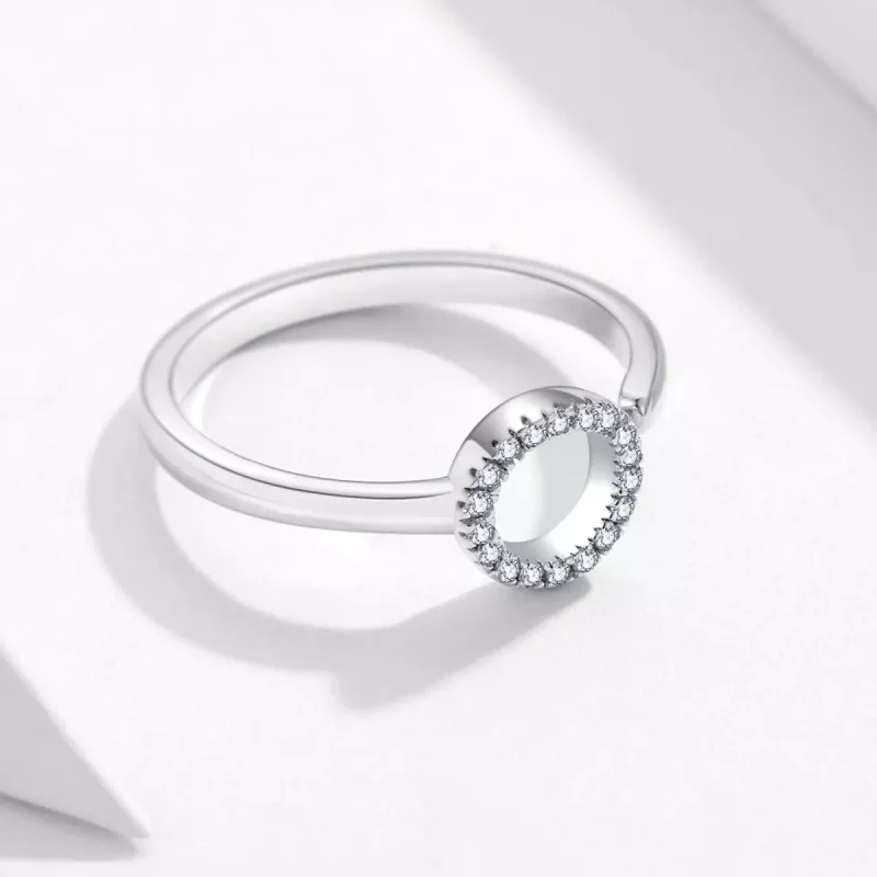 (imagen para) Anillo abierto de estilo Pandora en plata con halo plateado - SCR545 - Ver 5