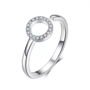 Anillo abierto de estilo Pandora en plata con halo plateado - SCR545 (imagen para) Anillo abierto de estilo Pandora en plata con halo plateado - SCR545