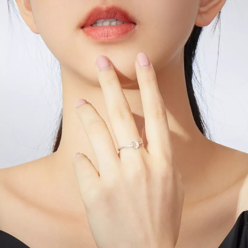 (imagen para) Anillo abierto de estilo Pandora plateado con estrellas y luna vintage - SCR638 - Ver 5