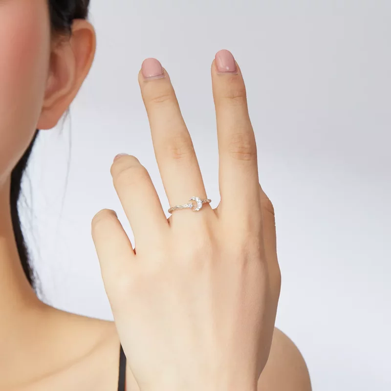 (imagen para) Anillo abierto de estilo Pandora plateado con estrellas y luna vintage - SCR638 - Ver 6