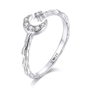 (imagen para) Anillo abierto de estilo Pandora plateado con estrellas y luna vintage - SCR638