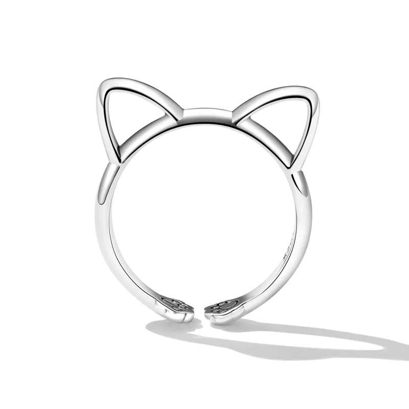 (imagen para) Anillo abierto de gato sencillo de estilo Pandora - SCR832 - Ver 3