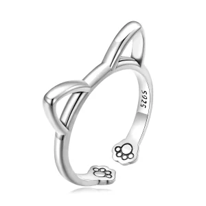 (imagen para) Anillo abierto de gato sencillo de estilo Pandora - SCR832