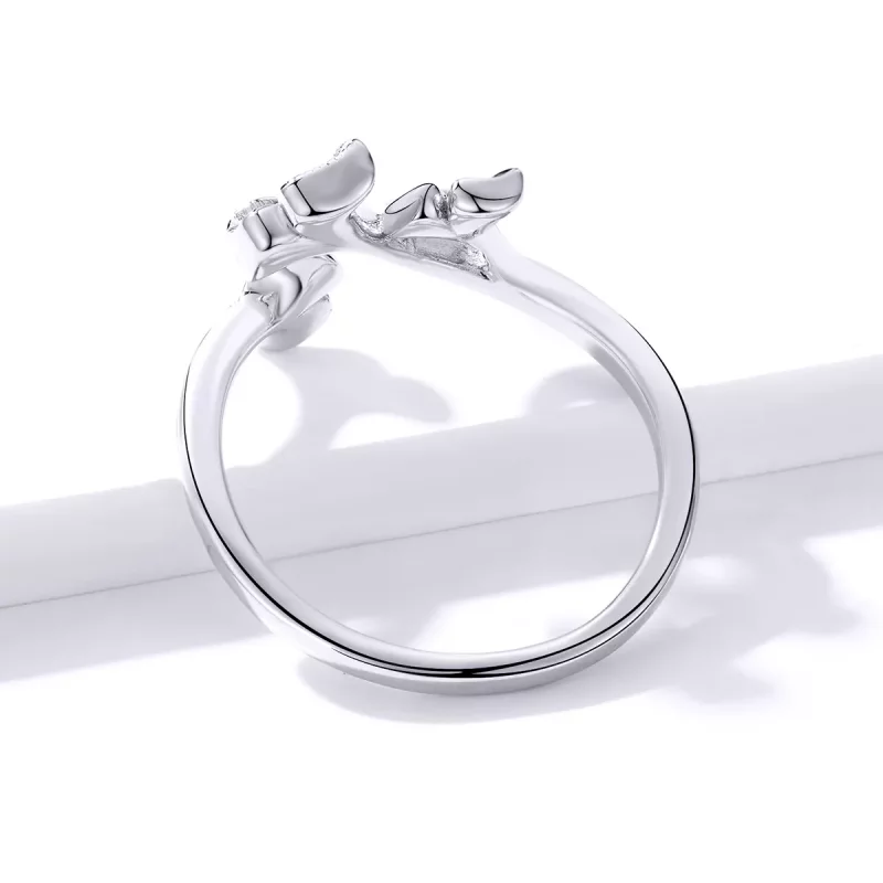 (imagen para) Anillo abierto de hoja de Ginkgo de plata estilo Pandora - BSR097 - Ver 4