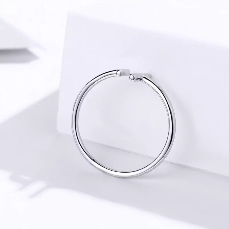 (imagen para) Anillo abierto de líneas paralelas de plata al estilo Pandora - SCR555 - Ver 4