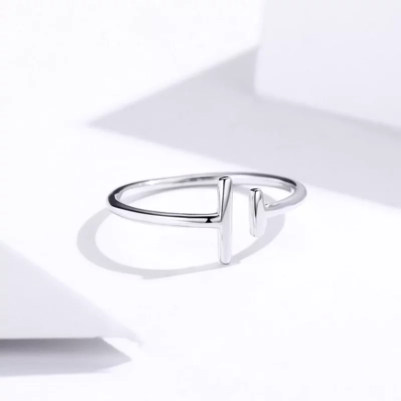 (imagen para) Anillo abierto de líneas paralelas de plata al estilo Pandora - SCR555 - Ver 5