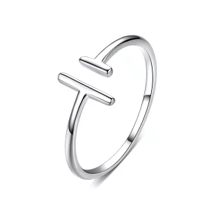 (imagen para) Anillo abierto de líneas paralelas de plata al estilo Pandora - SCR555