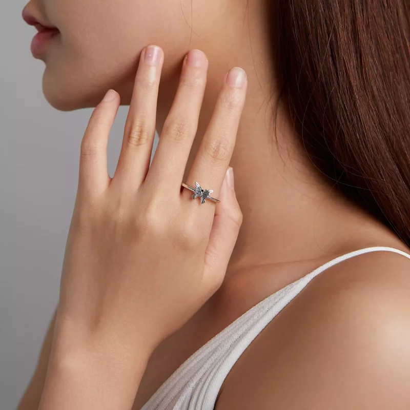 (imagen para) Anillo Abierto de Mariposa Cola de Golondrina Estilo Pandora - BSR195 - Ver 6