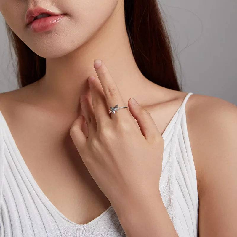 (imagen para) Anillo Abierto de Mariposa Cola de Golondrina Estilo Pandora - BSR195 - Ver 7