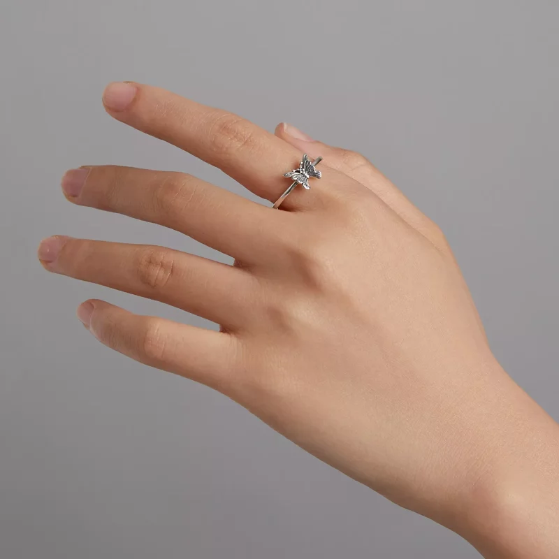 (imagen para) Anillo Abierto de Mariposa Cola de Golondrina Estilo Pandora - BSR195 - Ver 8