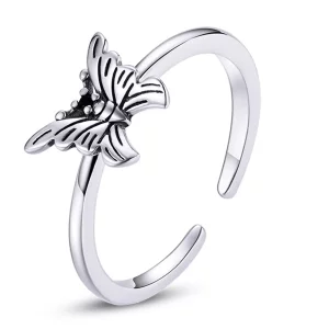 Anillo Abierto de Mariposa Cola de Golondrina Estilo Pandora - BSR195 (imagen para) Anillo Abierto de Mariposa Cola de Golondrina Estilo Pandora - BSR195