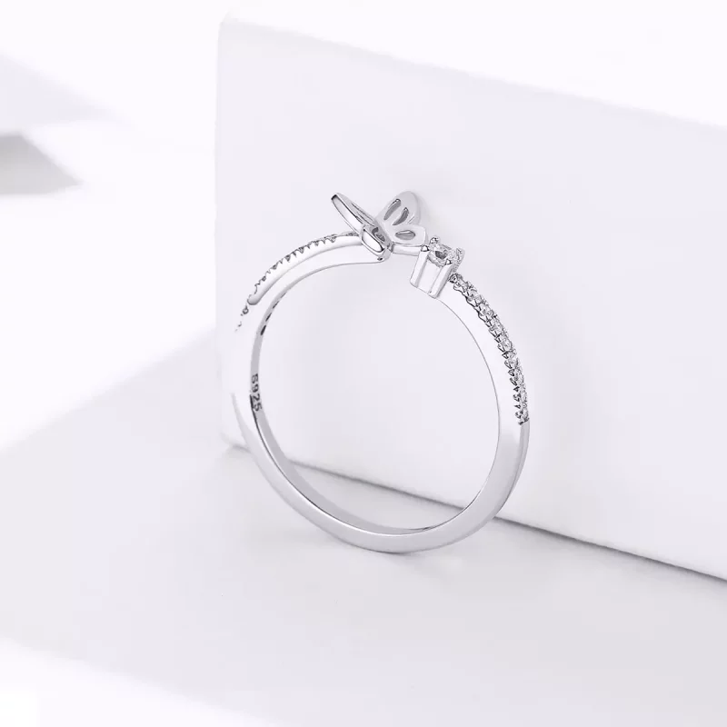 (imagen para) Anillo abierto de mariposa de plata estilo Pandora - SCR550 - Ver 4