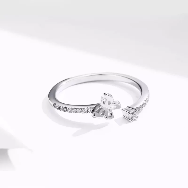 (imagen para) Anillo abierto de mariposa de plata estilo Pandora - SCR550 - Ver 5
