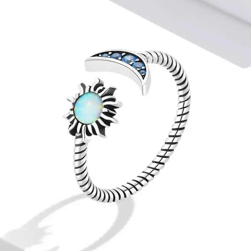 (imagen para) Anillo abierto de mejor amiga con estilo de Pandora con sol, luna y estrellas - - Ver 2