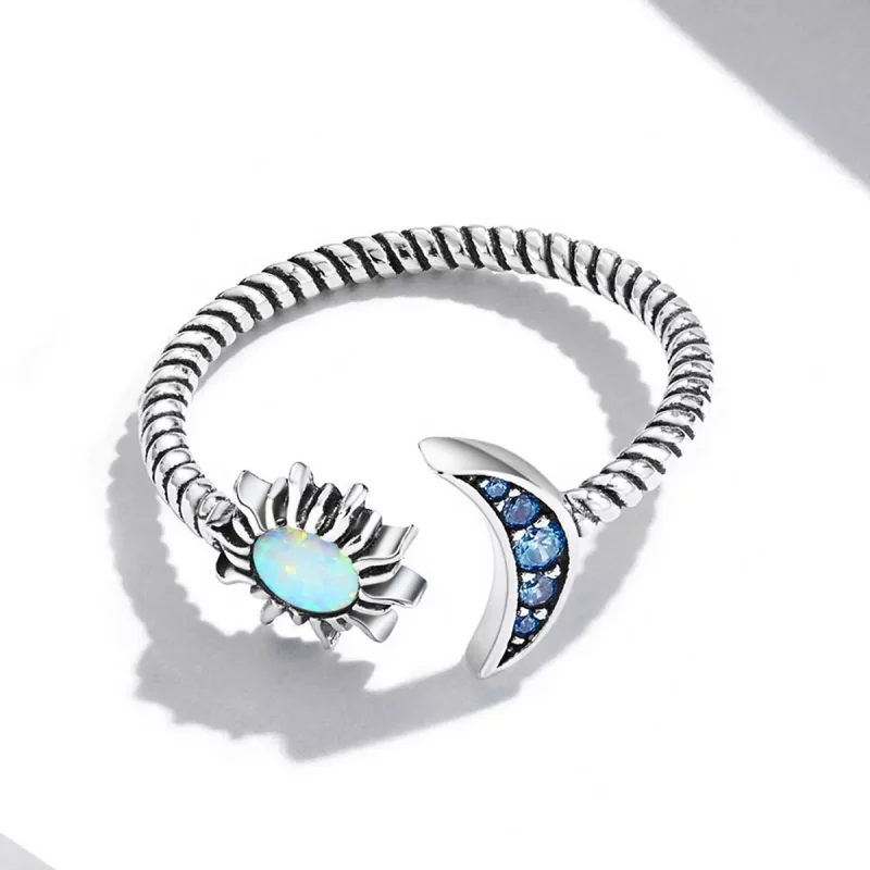 (imagen para) Anillo abierto de mejor amiga con estilo de Pandora con sol, luna y estrellas - - Ver 3