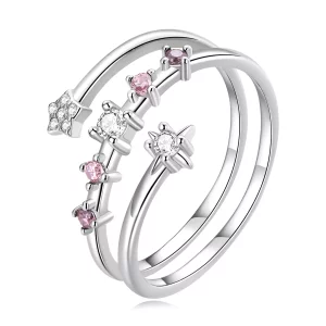(imagen para) Anillo abierto de múltiples capas con estrellas estilo Pandora - BSR310