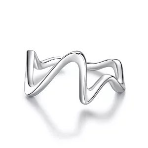 (imagen para) Anillo abierto de ondas de plata estilo Pandora - SCR673