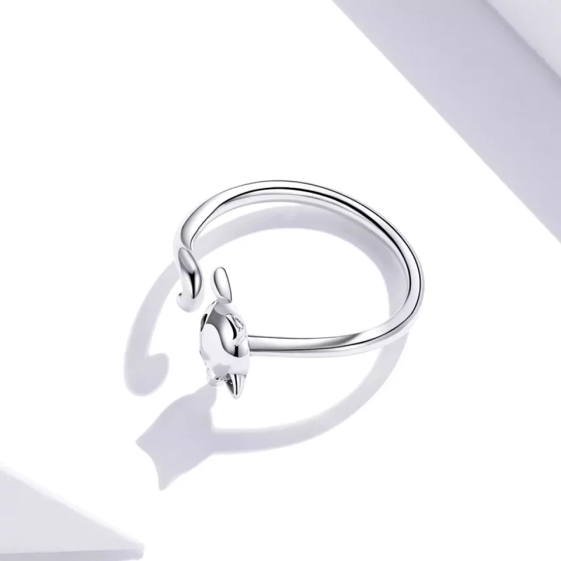 (imagen para) Anillo abierto de plata con estilo Pandora de gato lindo - SCR707 - Ver 4