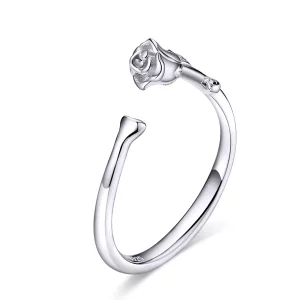 (imagen para) Anillo abierto de plata con estilo Pandora y flor de rosa - BSR065